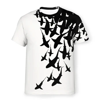 Мъжка тениска от полиестер с акули, мека лятна тънка тениска с риба, високо качество, нов дизайн