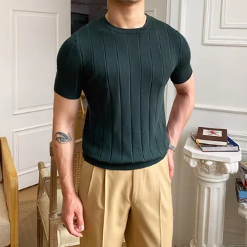 Мъжки дрехи 2023, Лятна Нова Мъжка тениска с къс ръкав, Ежедневни Проста Модни Тънка тениска с кръгло деколте
