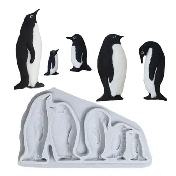 Сладки, Форми За Кубчета Лед С незалепващо покритие Penguin Силиконова Форма на 3D Тава За Кубчета Лед Penguin Със Забавна Форма За Кубчета Лед Шоколадови Бонбони