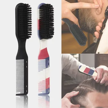 1 бр. двустранен гребен, черна малка четка за оформяне на брада, Професионална четка за бръснене на Брада, четка за почистване на фризьорски салон
