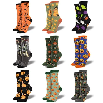 1 Чифт Женски чорапи на Хелоуин, Чорапи, Тиква, чорапи-чудовища, Есенно-зимни Нови Мъжки чорапи, Забавен Творчески подарък Унисекс с Извънземни