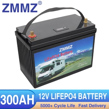 12V 300Ah LiFePO4 Батерия Вграден BMS Литиево-желязо-фосфатный елемент 5000 Цикъла За кемперов RV Golf Cart Офроуд Слънчев + Зарядно устройство