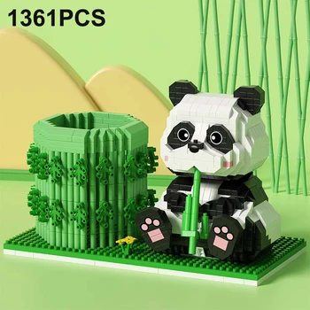 1361 Бр. Панда Banboo Микро Строителни Блокове Творчески Контейнер За Писалки направи си САМ 3D Животни Канцеларски материали, Тухли, Играчки За Деца Подаръци За Рожден Ден
