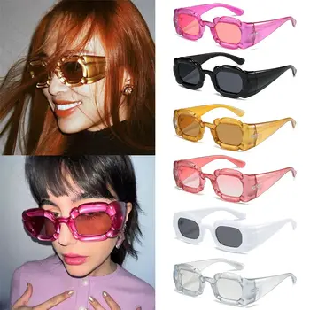 2023 Ретро Квадратни слънчеви очила цвят карамел Дамски слънчеви Очила Модерен Розови очила в стил пънк Дамски очила с UV400 нюанси