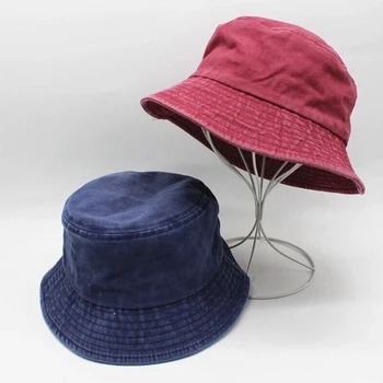 2023 Рибарска шапка, Реколта дънкови шапки-кофа, Градинска Мъжки Дамски Панама от промит памук, модна шапка-боб в стил хип-хоп Gorros, солнцезащитная шапка