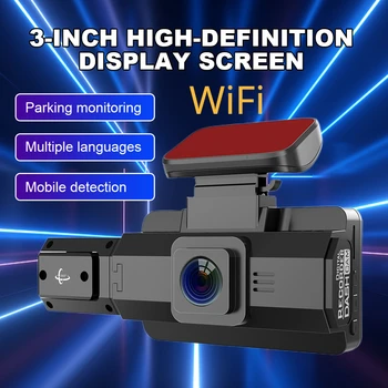 3-инчов HD 1080P видео Рекордер Автомобилен Видеорекордер с широк зрителен ъгъл 170 °, Dvr за нощно виждане, Петлевая запис, Автомобилна камера с Wi-Fi