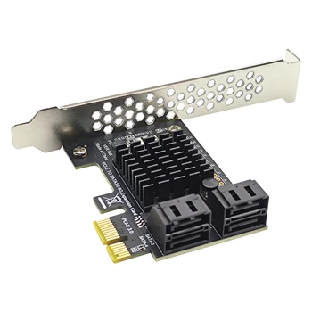 4 Порта SATA III PCIe Карта за разширяване на 6 gbps SATA към PCI-e 1X Контролер с монтиране на стена