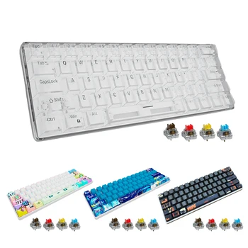 61 клавиша безжична клавиатура, 2.4 G с RGB подсветка, безжична клавиатура, съвместима с Bluetooth, 3 режима на работа, комплект клавиатура за PC