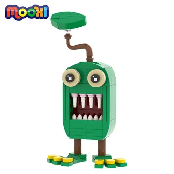 MOOXI Game My Singing Green Monster Furcorn Фигурка Блок Развитие играчка За Деца, Подарък Строителство Тухла Сглобяване на Детайли MOC1276