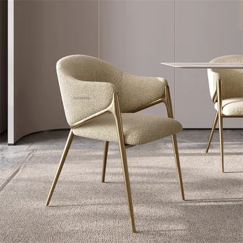 Nordic Light Луксозни Трапезни столове от овча вълна за кухненски мебели Home Simple Leisure Hotel Стол за ресторант С облегалка