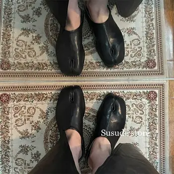 Tabi Mary Janes/ Дамски обувки на равна подметка; Zapatos Para Mujeres Без Стягане; Кожени обувки на плоска подметка; Дизайнерски Sapatos Feminino; Уютни лоферы; Трафика на