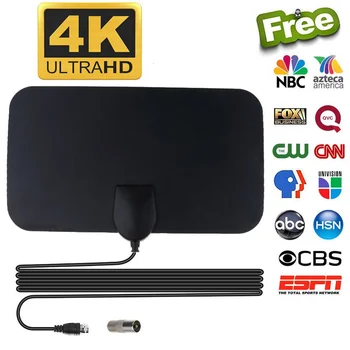 Tv Stick 4K Android Mini HD с висок Коефициент на усилване на Lndoor Smart Digital TV Антена DVB-T2, Европа и Америка Приемник на сигнала 50 мили