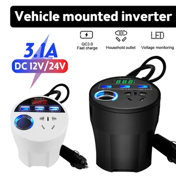 Автомобилен Инвертор 24 В 12 В 220 120 Watt led Дисплей с 3 USB Порта + Запалката QC3.0 inversor 12 В 220 В fonte automotiva