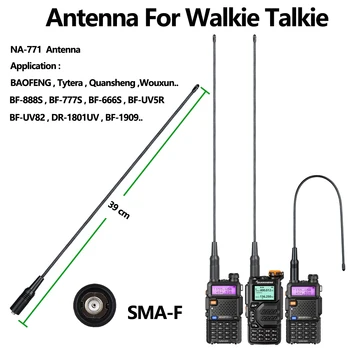Антена преносими радиостанции Quansheng UV-K5 NA-771 SMA-F UHF VHF 136 ~ 174 Mhz 400 ~ 470 Mhz Двустранно Raido Talki Walki За BAOFENG UV-5R