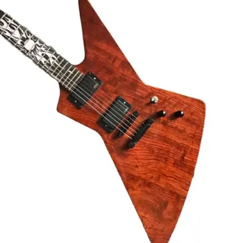 Електрическа китара във формата на сърце с активен звукоснимателем, черна профили, от лешояд, от розово дърво