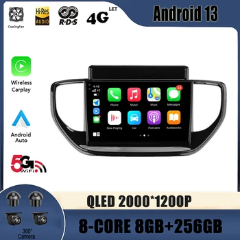 За Hyundai Solaris 2 II 2020 - 2021 Авто радио, мултимедиен плейър, Навигация 4G Android GPS 13 Без 2din 2 din