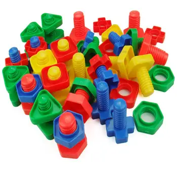 Играчки пластмасови цветни 52 бр гайка вмъкване на градивните елементи на образователни детски играчки