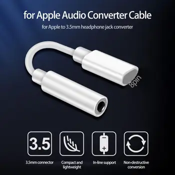 Кабел аудиоадаптера Plug и Play Стабилен сигнал, безразрушителен за пристанището, Apple Кабел аудиоконвертера 3,5 мм Аксесоари за телефони