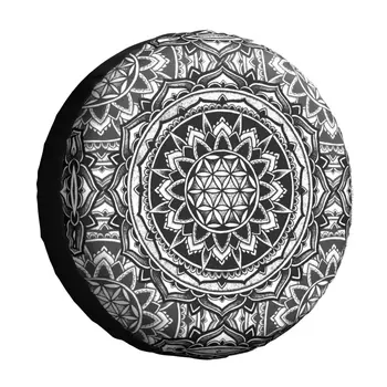 Калъф за резервна гума с участието на Мандала на Сакралната геометрия, за да Pajero Джип, изработен по поръчка, с геометричен модел на Цветето на Живота, 14-17 Инча