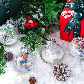Лесно Подвешиваемые Коледни Топки за Многократна употреба Украса за Коледната Елха Прозрачни Наполняемые Топки за Празнични Партита Набор от Бижута