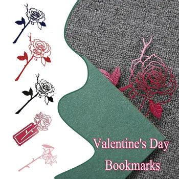 Метални маркери с рози, подаръци за Свети Валентин, Училищни аксесоари Офис, Отметки за книги, Креативна маркер за офис