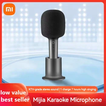 Микрофон Xiaomi Mijia, стереозвук KTV-клас|могат да пеят двама души, 9 вида забавни звукови ефекти, домашен микрофон за пеене