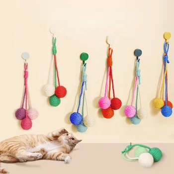 Нов окачен топчета за котки от сизал, устойчиви на укусам, Износостойкая въже, зоотовары за облекчаване на скука, интерактивни играчки за дъвчене