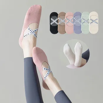 Нови чорапи дишащи за йога с отворен гръб, Женски Бандажные Чорапите за балет, Пилатес, Силиконови мини невидими чорапи за танцови спортове, Чехли