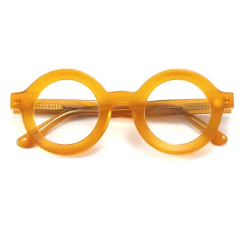 Персонални Кръгли Ацетатные Жълти Дизайнерски Рамки за очила, Оптични Очила в стил Хай стрийт в стил steampunk рецепта за жени и мъже