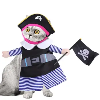Пиратски костюми за Котки Забавни костюми за маскарадните костюми за Кучешки Дрехи за Котки и с Превръзка на Кучето Пиратски костюм за Хелоуин Cosplay