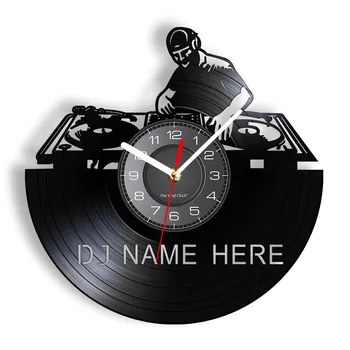 Потребителски Стенни часовници Персонализирани DJ Стенни часовници по поръчка DJ Vinyl Плоча Часове Нощен Клуб Стенен Арт Декор Подарък За любителите на музиката