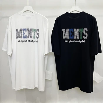 Реколта тениска Vetements Оверсайз, Бродирани логото с Букви отпред и отзад, Мъжки и Дамски Тениски 1: 1 за по-Добро качество VTM