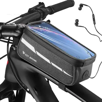 Светоотражающая Велосипедна чанта Върху Рамката на Предната чанта за тръба, джоб за притежателя на мобилен телефон със сензорен екран, Мотор чанта, Аксесоари за автомобилния МТБ велосипеди
