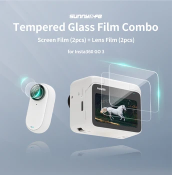 Темперирано филм Sunnylife за Insta360 GO 3, устойчив на трепкането на палеца, Защитно фолио за екрана на фотоапарата, обектива 0,3 мм