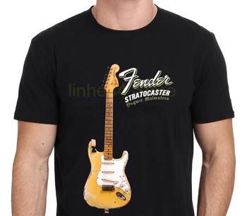 Тениски от 100% памук с принтом, тениска на поръчка, тениска с электрогитарой Yngwie Malmsteen Stratocaster, черна