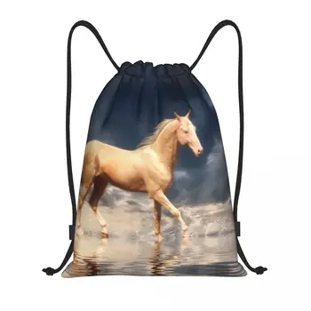 Туркменские чанти дантела прозорци за коне Ачал Теке, Мъжки И Женски Преносими спортни чанти за Фитнес, раници за пазаруване Golden Horses