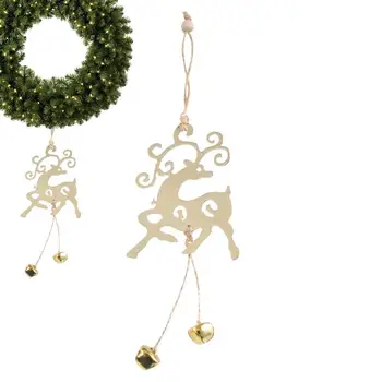 Украса за Коледната елха Коледна елха Снежинка Окачен медальон с камбана Златни метални орнаменти за врати Коледна елха