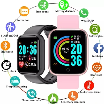 Умни часовници За жени и мъже 2023 D20 Pro, сърдечната Честота, съдържанието на кислород в кръвта, Спортни часовници с Bluetooth-връзка За Ios и Android Reloj Para Mujer