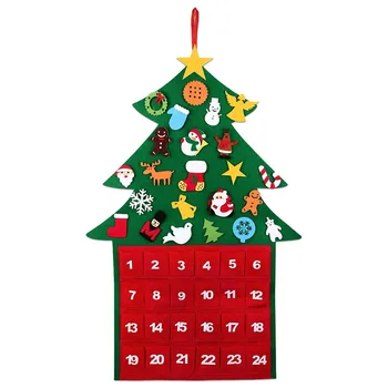 Фетровая Коледно дърво за деца с висящ декоративен фетровым Адвент-календар за момчета и момичета, Коледни подаръци, Украса врата на дома